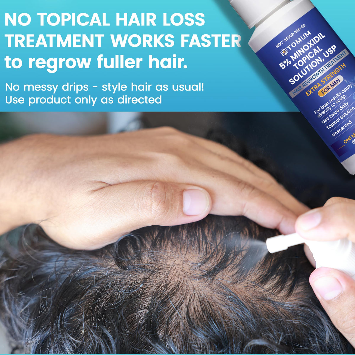 TOMUM Hair Regrowth Spray in lifestyle setting