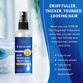 TOMUM Minoxidil Hair Regrowth Spray 5% application on hair