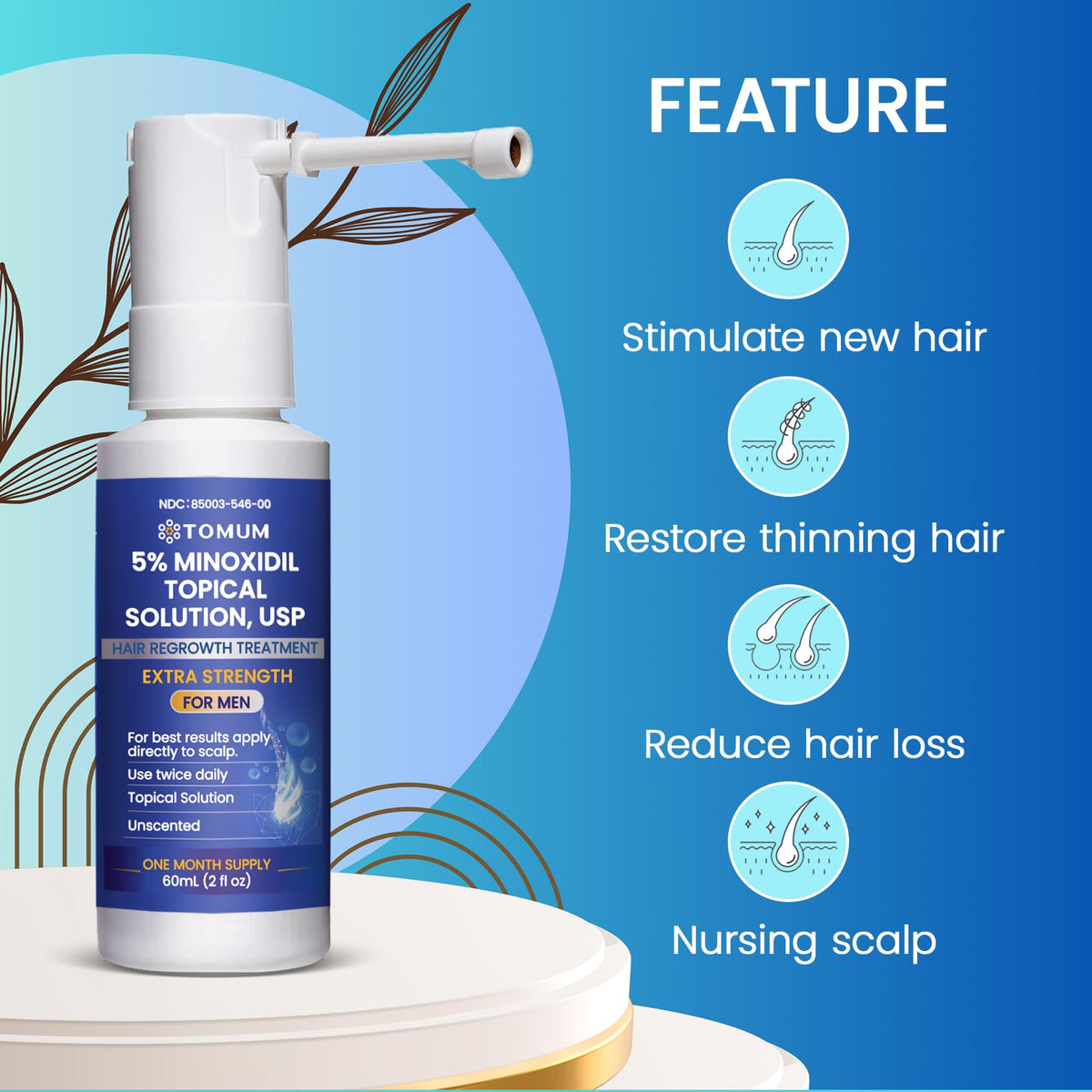 TOMUM Minoxidil Spray applicator close-up