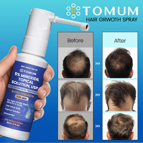 TOMUM Minoxidil Spray showing usage instructions