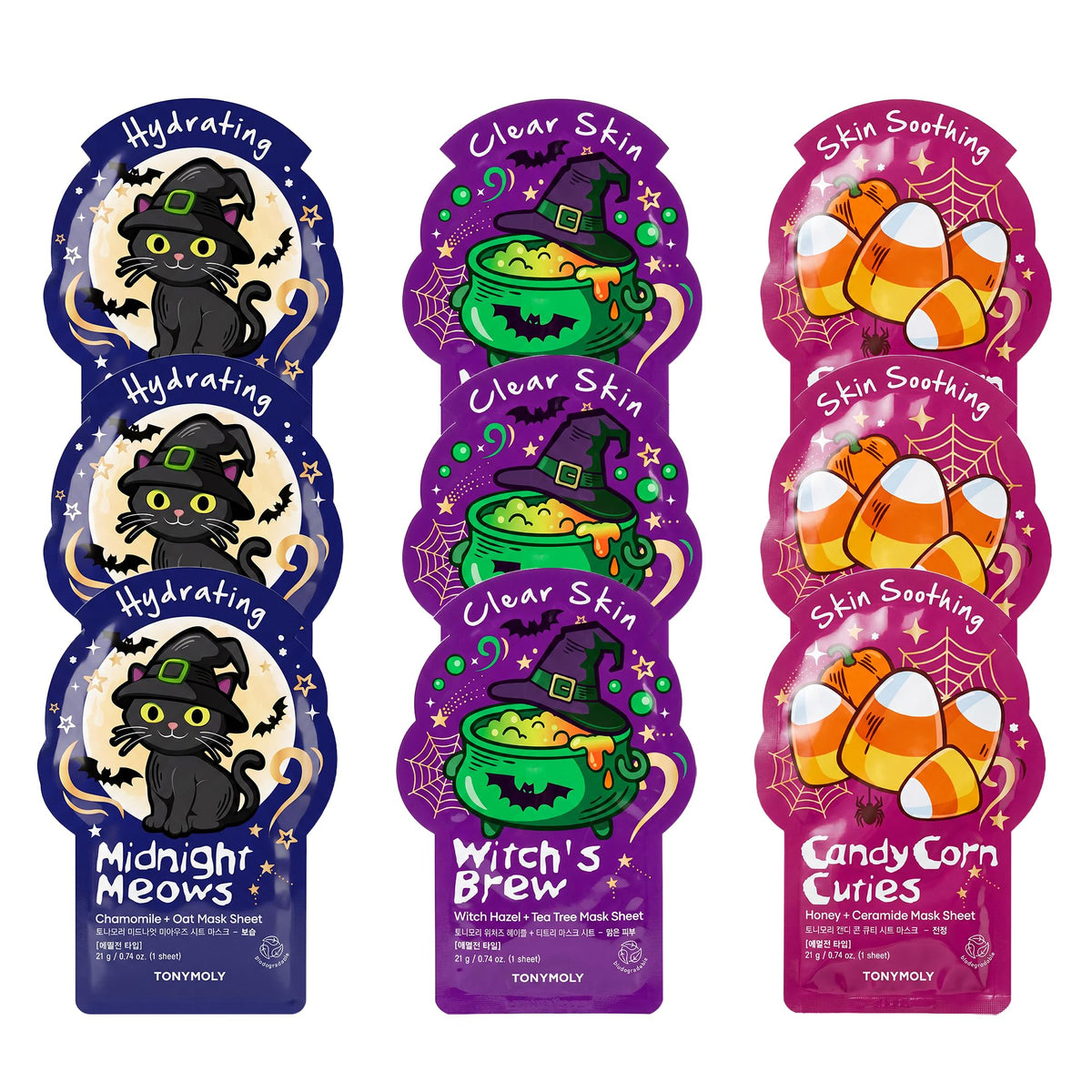 TONYMOLY Halloween Sheet Masks 9-Pack with spooky designs