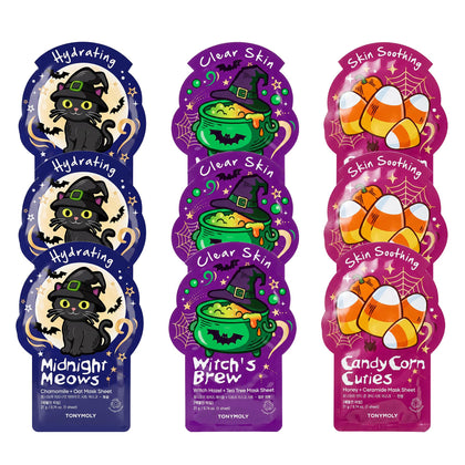 TONYMOLY Halloween Sheet Masks 9-Pack with spooky designs