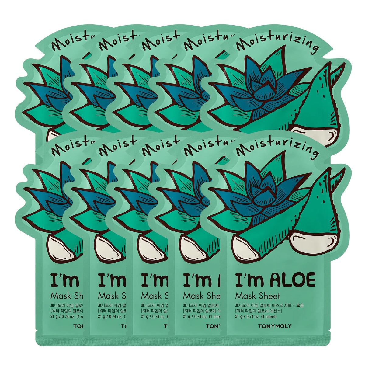 TONYMOLY I'm Aloe Sheet Face Mask 10-Pack front view