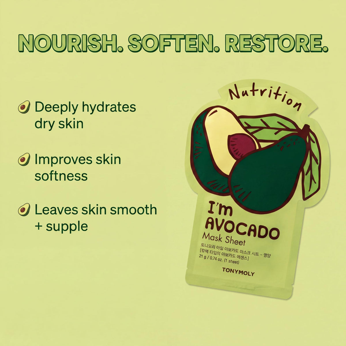 TONYMOLY I'm Avocado Sheet Mask packaging details