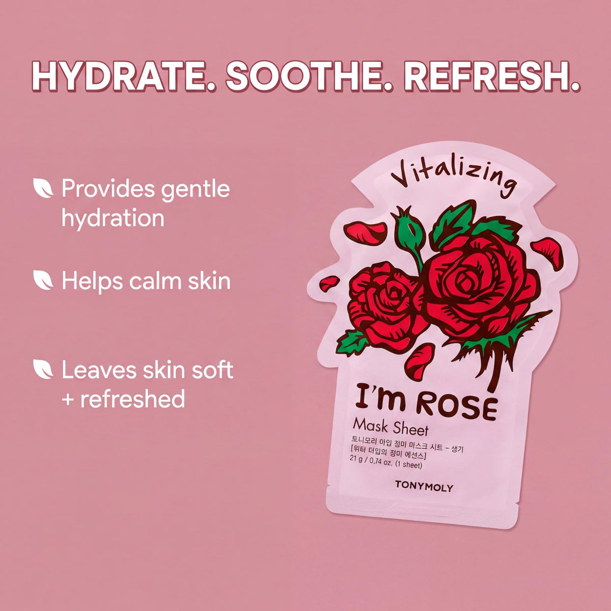 TONYMOLY I'm Real Sheet Mask in use on a model