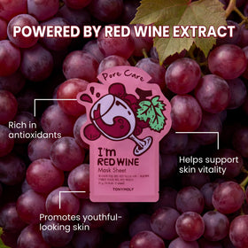 TONYMOLY I'm Red Wine Sheet Mask application on skin