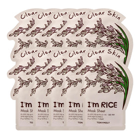 TONYMOLY I'm Rice Sheet Mask 10-Pack front view with packaging