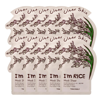 TONYMOLY I'm Rice Sheet Mask 10-Pack front view with packaging