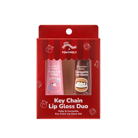 TONYMOLY Lip Gloss Duo with keychain attached to a bag