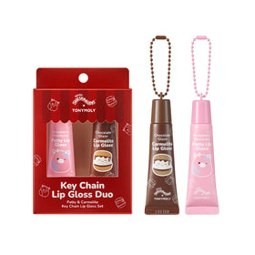 TONYMOLY Lip Gloss Keychain Duo featuring Patty and Carmelita front view