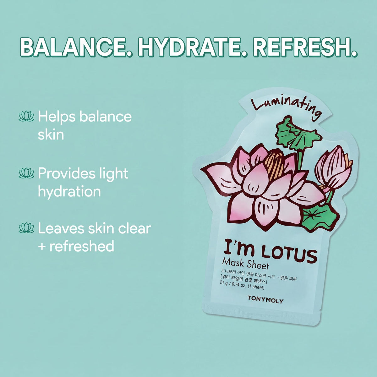 TONYMOLY Lotus sheet mask close-up