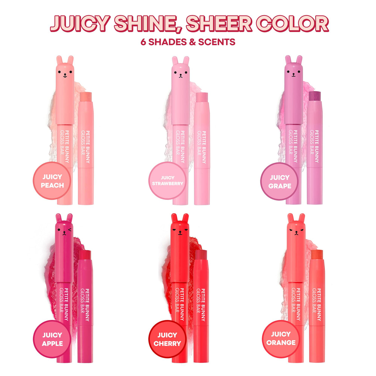 TONYMOLY Petit Bunny Lip Gloss Juicy Peach with other makeup