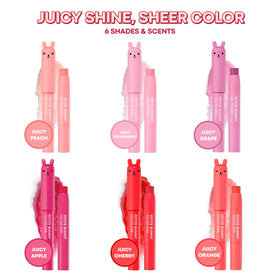 TONYMOLY Petit Bunny Lip Gloss Juicy Peach with other makeup