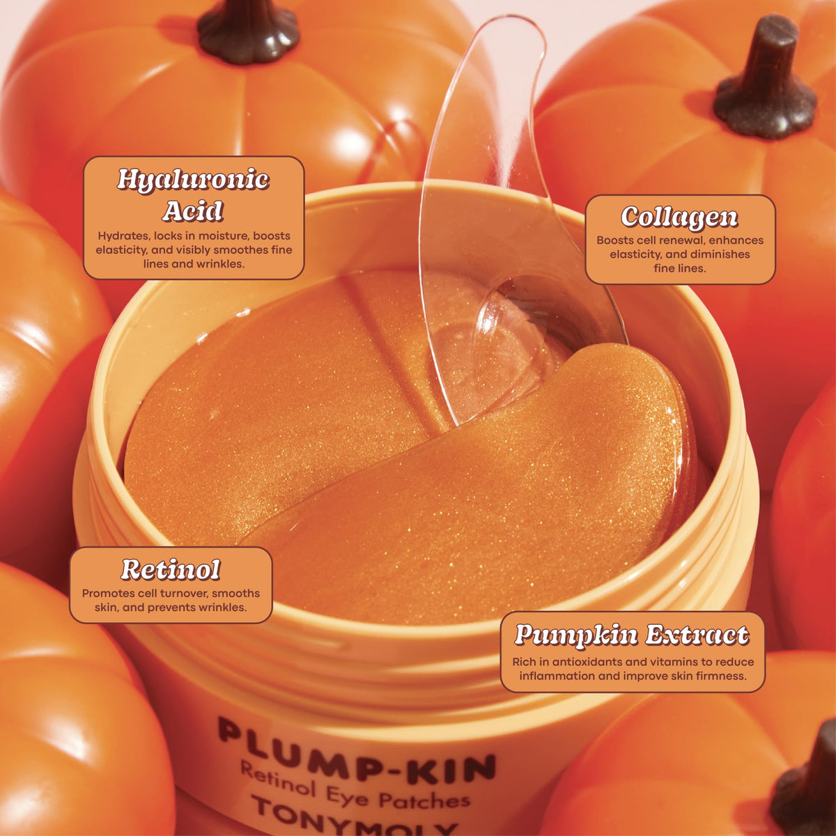 TONYMOLY Plump-kin Pumpkin Under Eye Patch application on skin