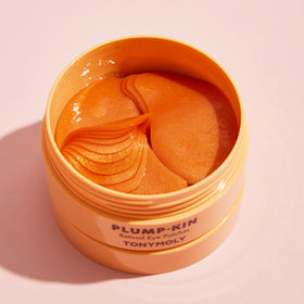 TONYMOLY Plump-kin Pumpkin Under Eye Patch in a travel pouch