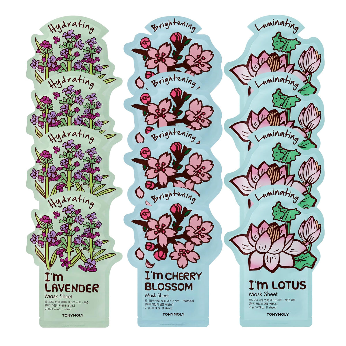 TONYMOLY Spring Blossom 12-Pack Sheet Masks front view with floral design