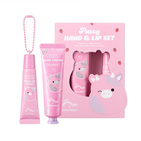 TONYMOLY Squishmallows Patty the Cow Hand Cream and Lip Gloss Set front view