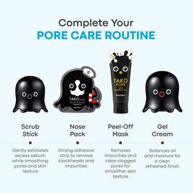 TONYMOLY Tako Pore Clay Scrub Stick beside other skincare products