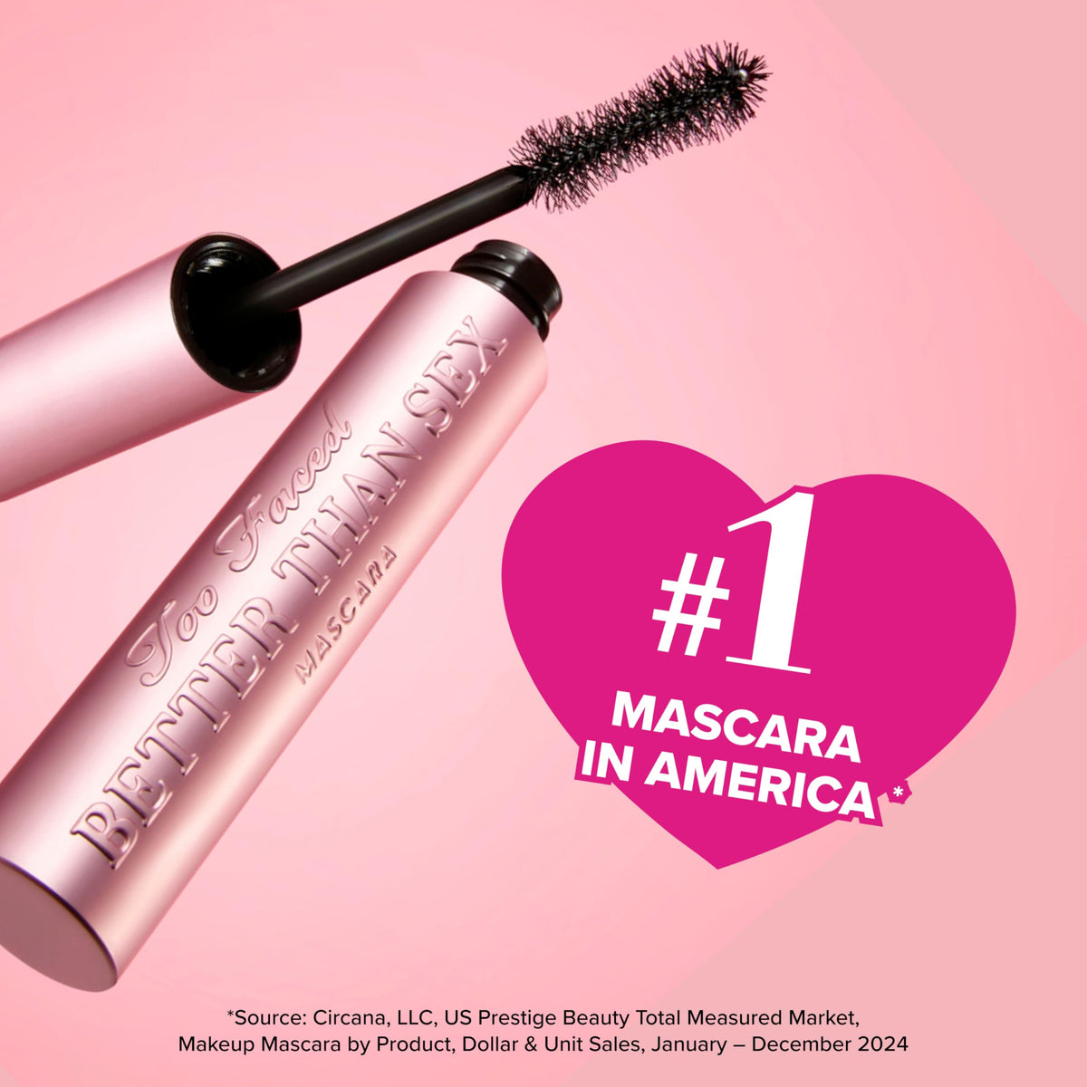 Too Faced Better Than Sex Mascara in hand for scale