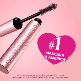Too Faced Better Than Sex Mascara in hand for scale