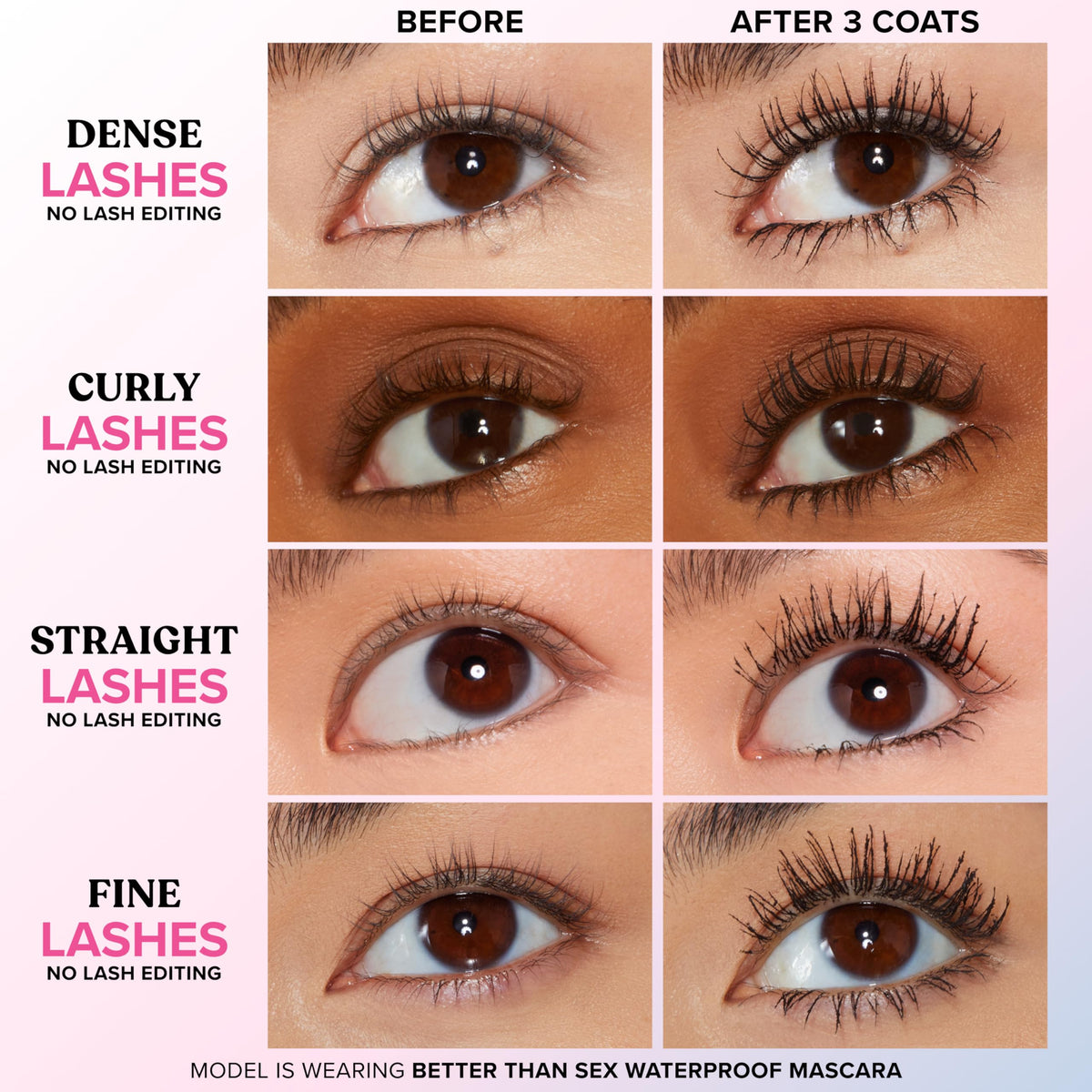 Too Faced Better Than Sex Waterproof Mascara hourglass brush close-up