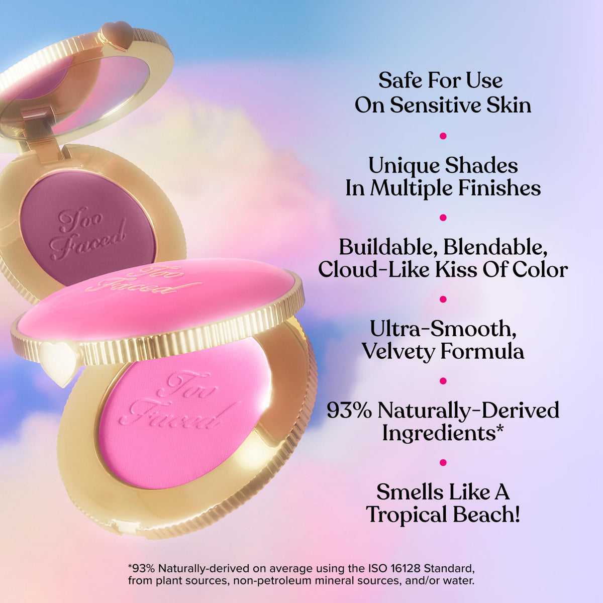 Too Faced Cloud Crush Blurring Blush swatch on skin
