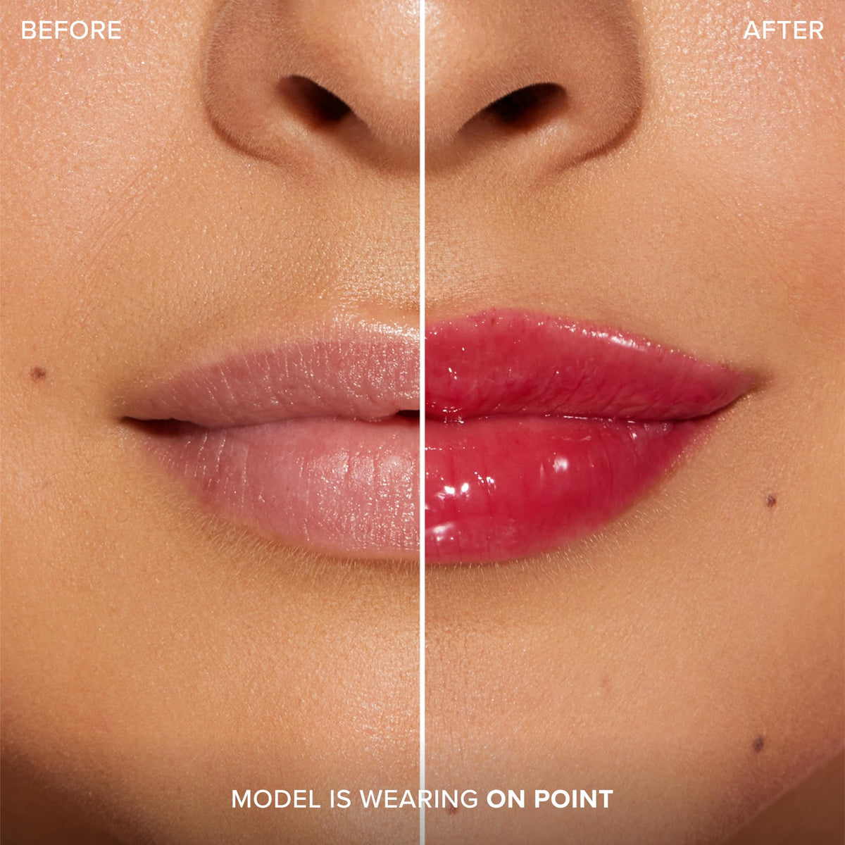 Too Faced Lip Injection Cherry Red on model's lips