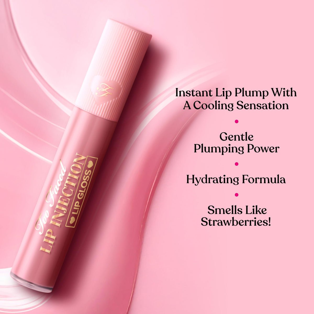 Too Faced Lip Injection Lip Gloss packaging with strawberries