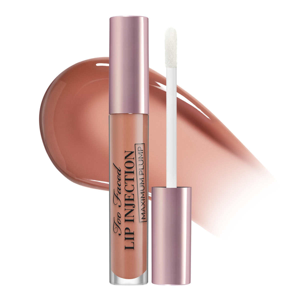 Too Faced Lip Injection Maximum Plump Gloss front view, Honey Bear