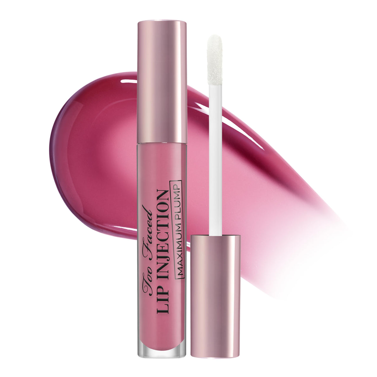 Too Faced Lip Injection Maximum Plump Gloss front view, True Mauve