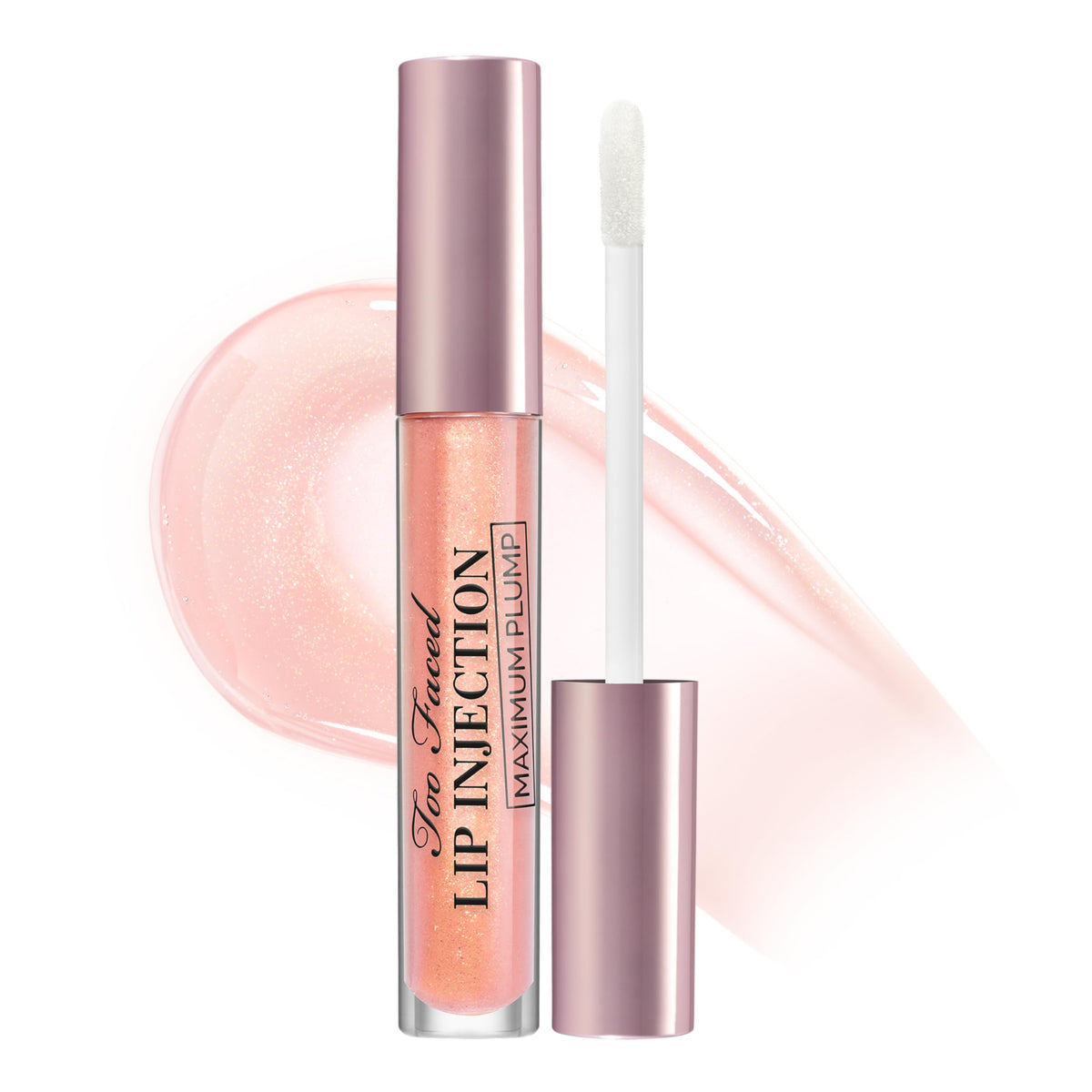 Too Faced Lip Injection Maximum Plump Gloss front view with cotton candy kisses design