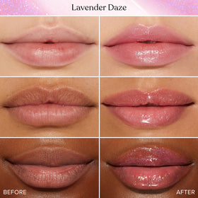 Too Faced Lip Injection Maximum Plump Gloss in Lavender Daze on lips