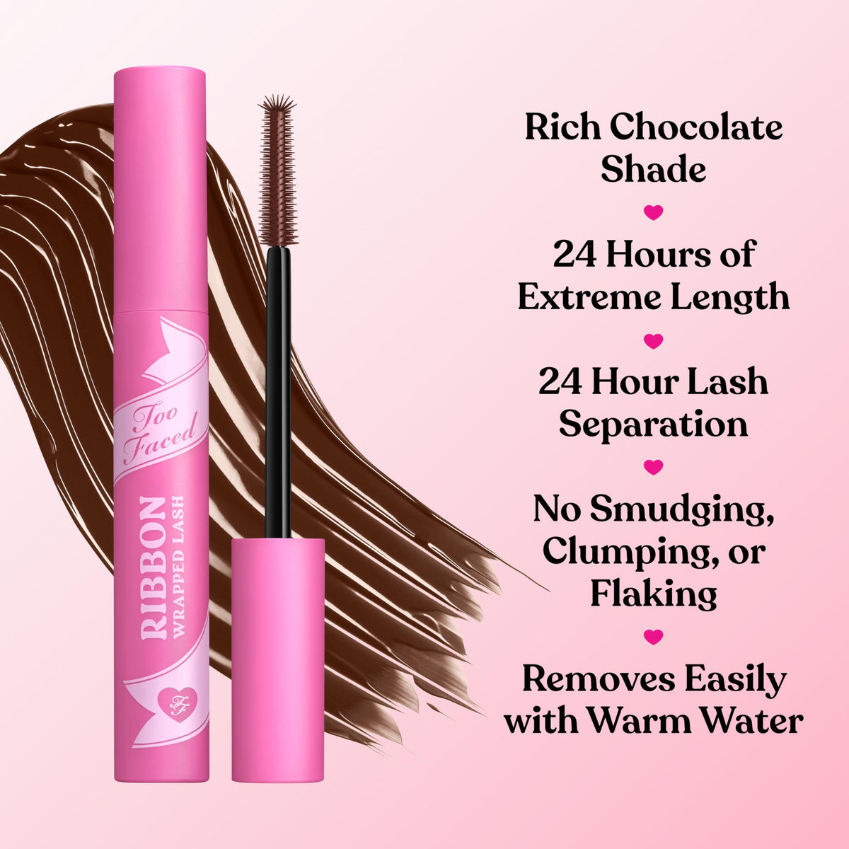 Too Faced Ribbon Wrapped Lash Mascara applied on model's lashes