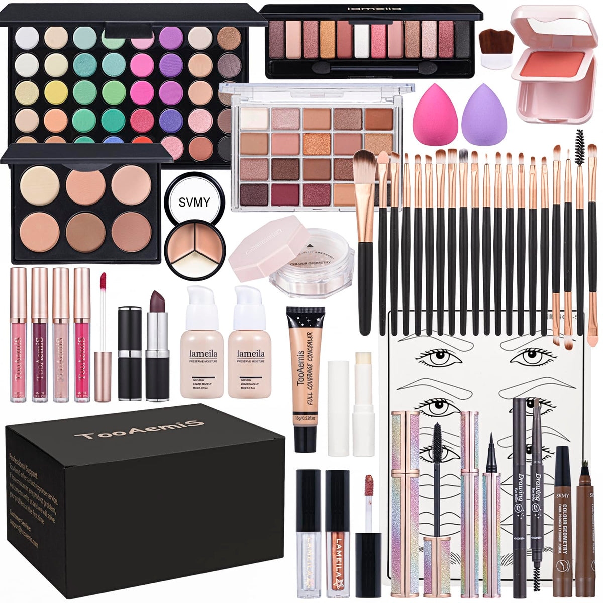 TooAemiS Makeup Set including 16 eyeshadow palette and brushes