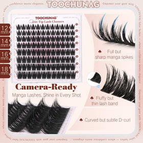 TOOCHUNAG Anime Lash Clusters 12-20mm length comparison