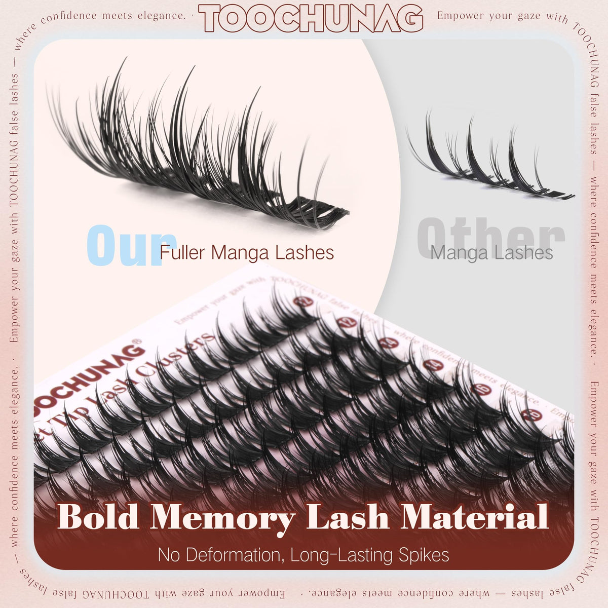 TOOCHUNAG Anime Lash Clusters displayed in a compact case