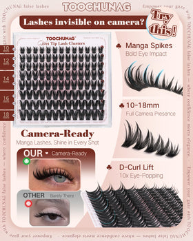TOOCHUNAG Bunny Cluster Eyelash Extensions on model