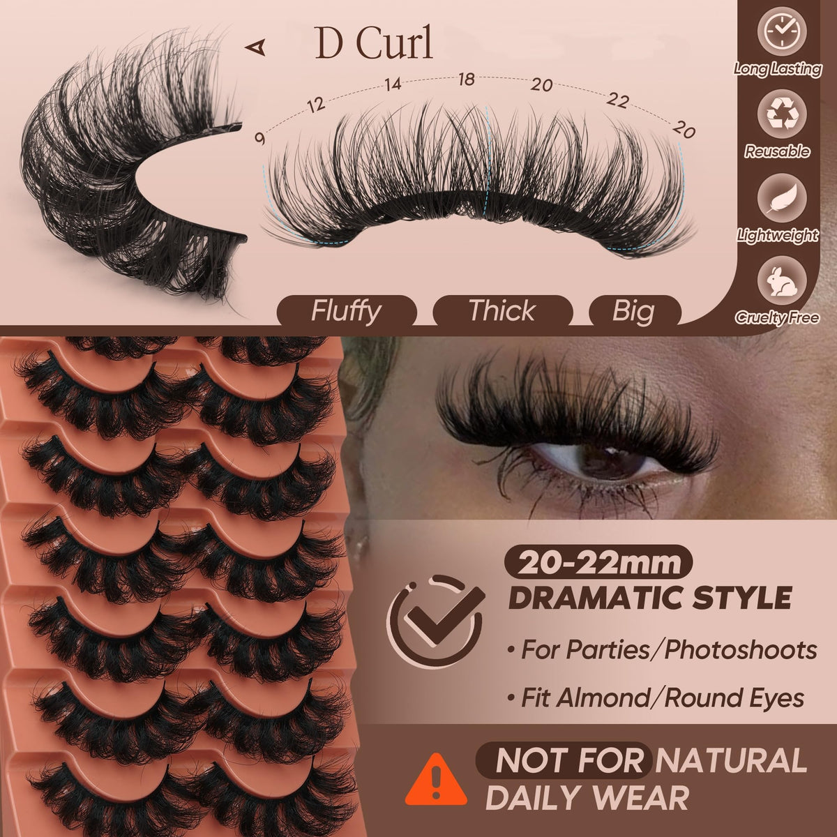 TOOCHUNAG Fluffy False Eyelashes 8D layered volume close-up