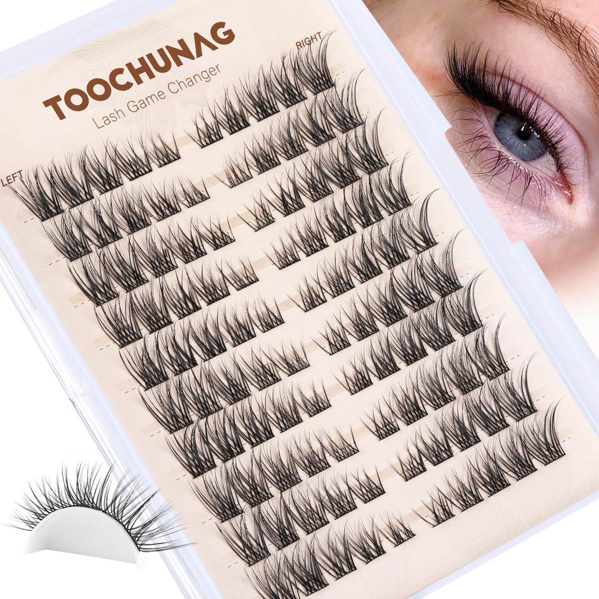 TOOCHUNAG Lash Clusters front view with packaging