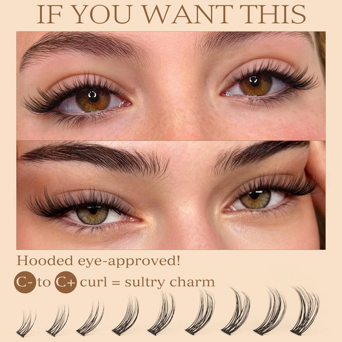 TOOCHUNAG lash clusters in different lengths displayed