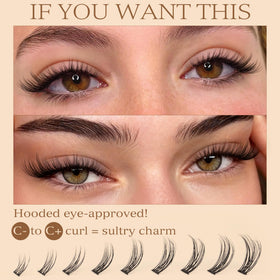 TOOCHUNAG lash clusters in different lengths displayed