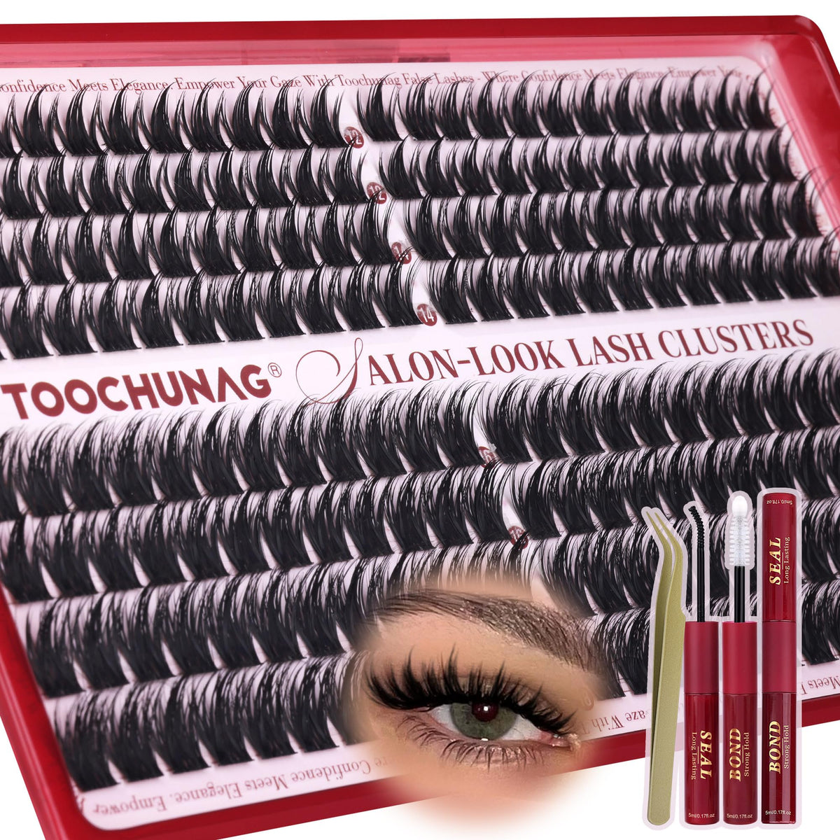 TOOCHUNAG Lash Clusters Kit 192pcs with various lash lengths