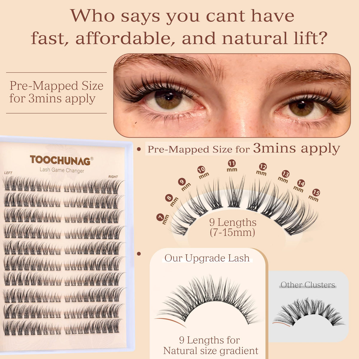 TOOCHUNAG lash clusters on a makeup table