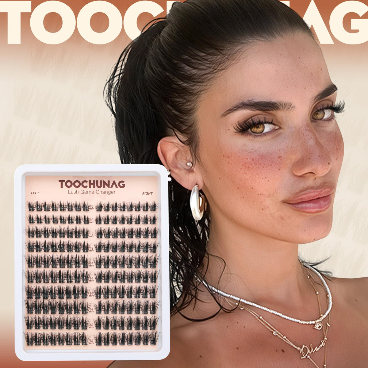 TOOCHUNAG Manga Lash Clusters applied on model