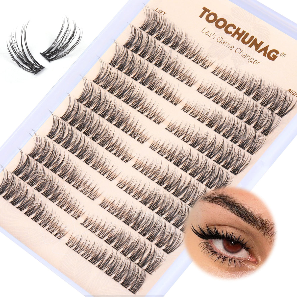 TOOCHUNAG Natural Lash Clusters 180pcs front view