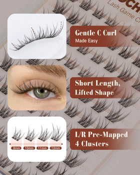 TOOCHUNAG Natural Lash Clusters applied on model