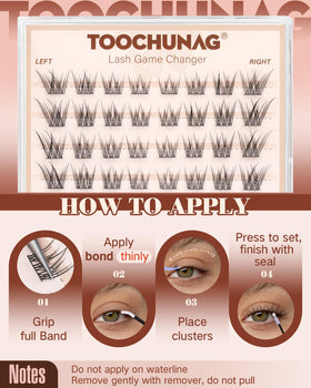 TOOCHUNAG Natural Lash Clusters layout for easy application