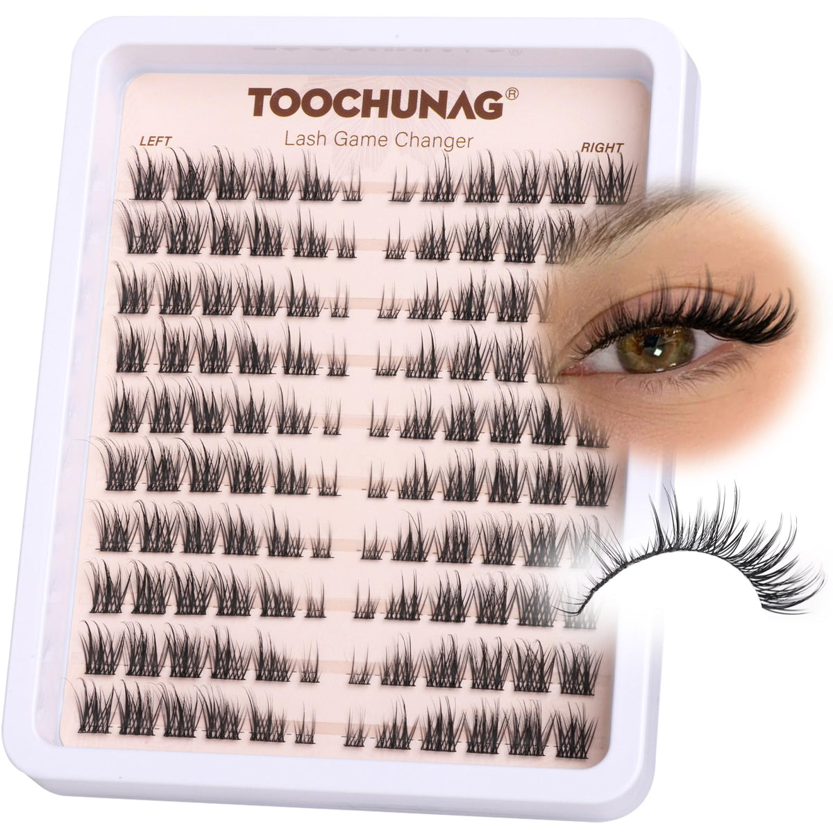 TOOCHUNAG Wispy Lash Clusters Cat Eye front view