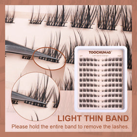 TOOCHUNAG Wispy Lash Clusters displayed with tools