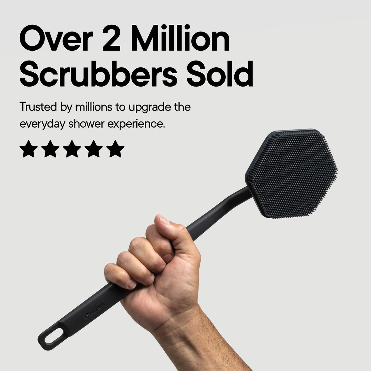 TOOLETRIES Silicone Back Scrubber dimensions displayed